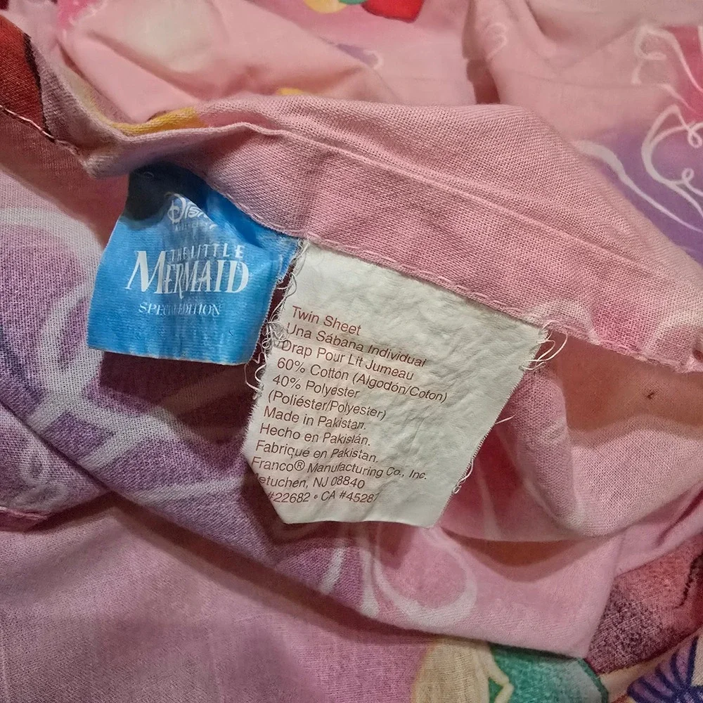 Vintage 2 Full‎ Sets Disney The Little Mermaid Ariel Twin fitted flat pillowcase